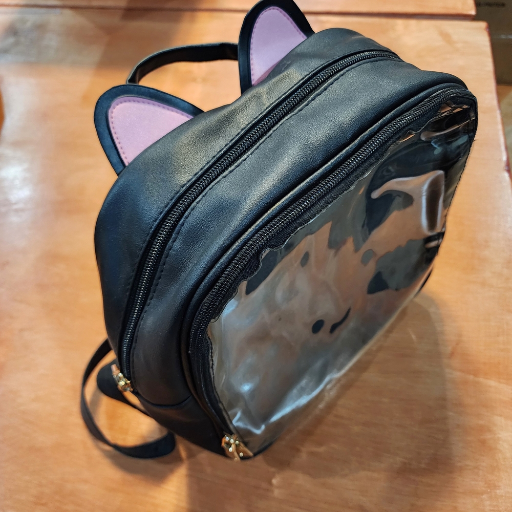 Black & Pink Cat Ear Ita Bag Backpack